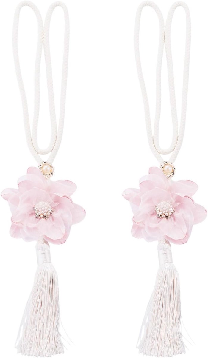 2 stuks Roze Bloem Gordijn Tiebacks 610mm Bloem Tie Backs voor Gordijnen Verstelbare Bloemen Kwastje Gordijn Holdbacks voor Woonkamer Slaapkamer Muur Raamdecoratie