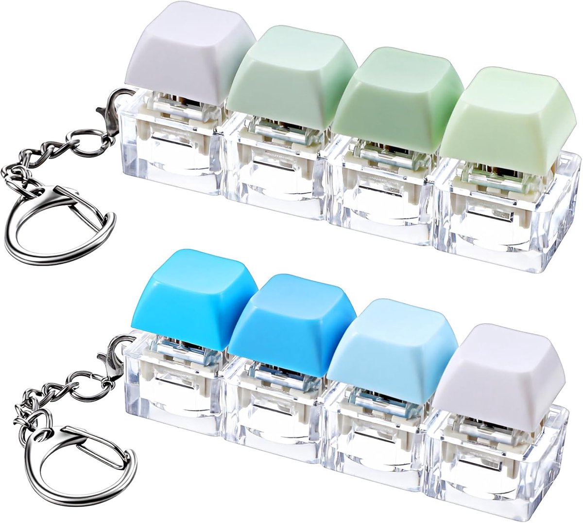 2 stuks Toetsenbord Fidget Speelgoed, Toetsenbord Fidget Sleutelhanger 4-in-1 Toetsenborden Decompressie Knop Vinger Clicker Speelgoed, Zintuiglijk Plezier Speelgoed Knop Stress Relief Fidgets