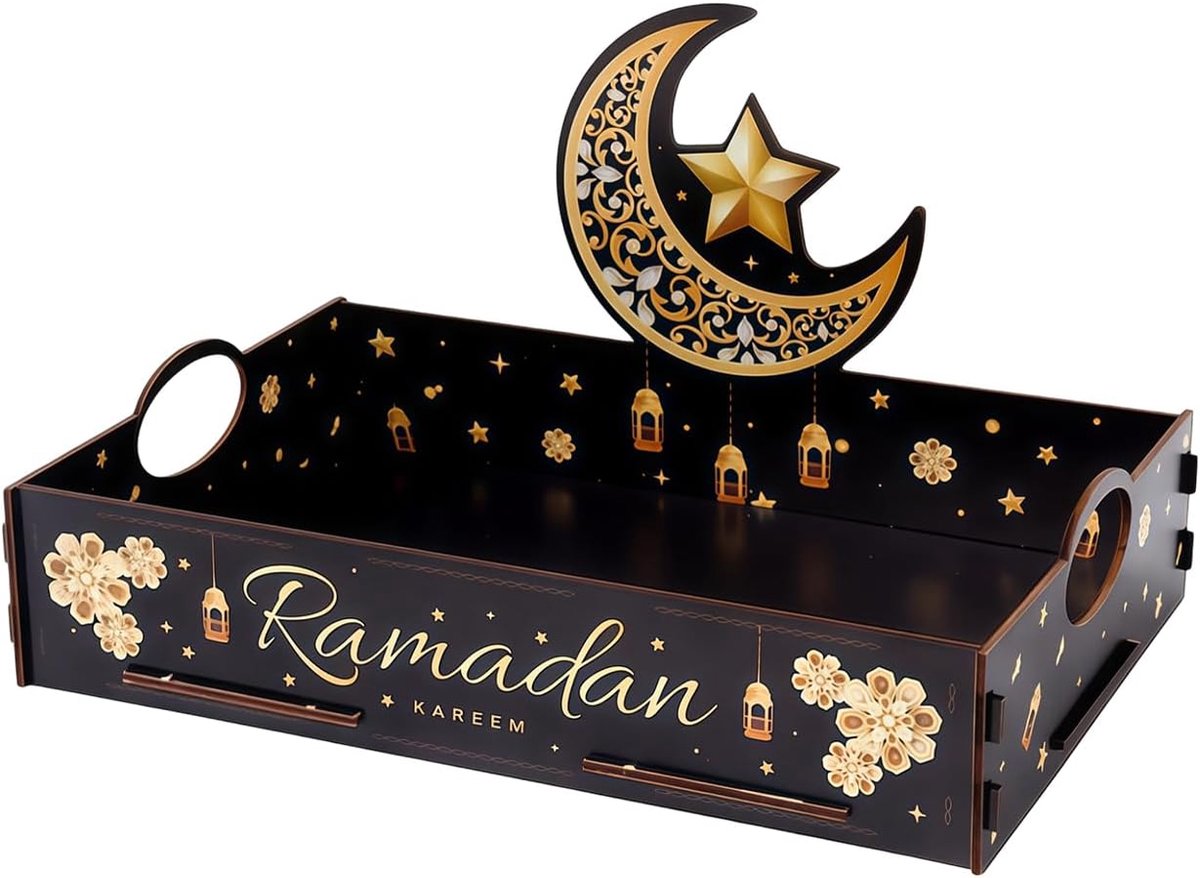 Eid Mubarak Dessertplank, Houten Halvemaan Moskeeplateau, Islamitisch-Muslim Arabisch Serveerbord Voor Desserts, Snacks En Snoepjes – Feestelijk Middenst