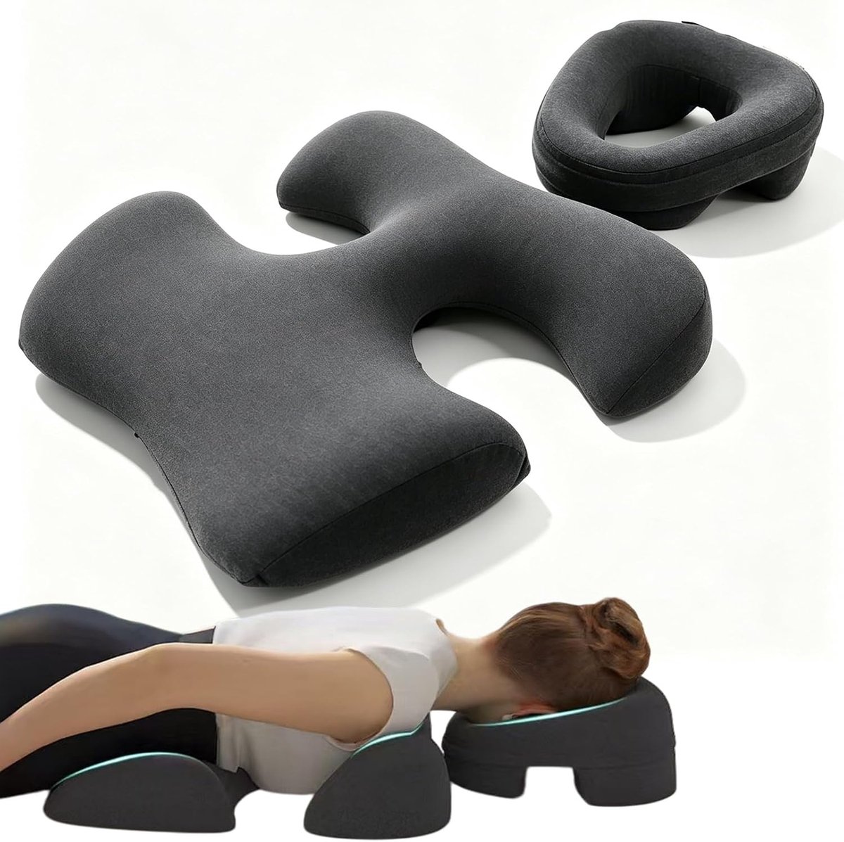 Hoofdsteun Voor Bed,Massage-Gezichtswiegkussen,Massages Gezichtskussen,Massagehoofdsteun Voor Bed Voor Spa,Slaapkamer En Thuis,Massagetafel,Spa-Salon(Donkergrijs)