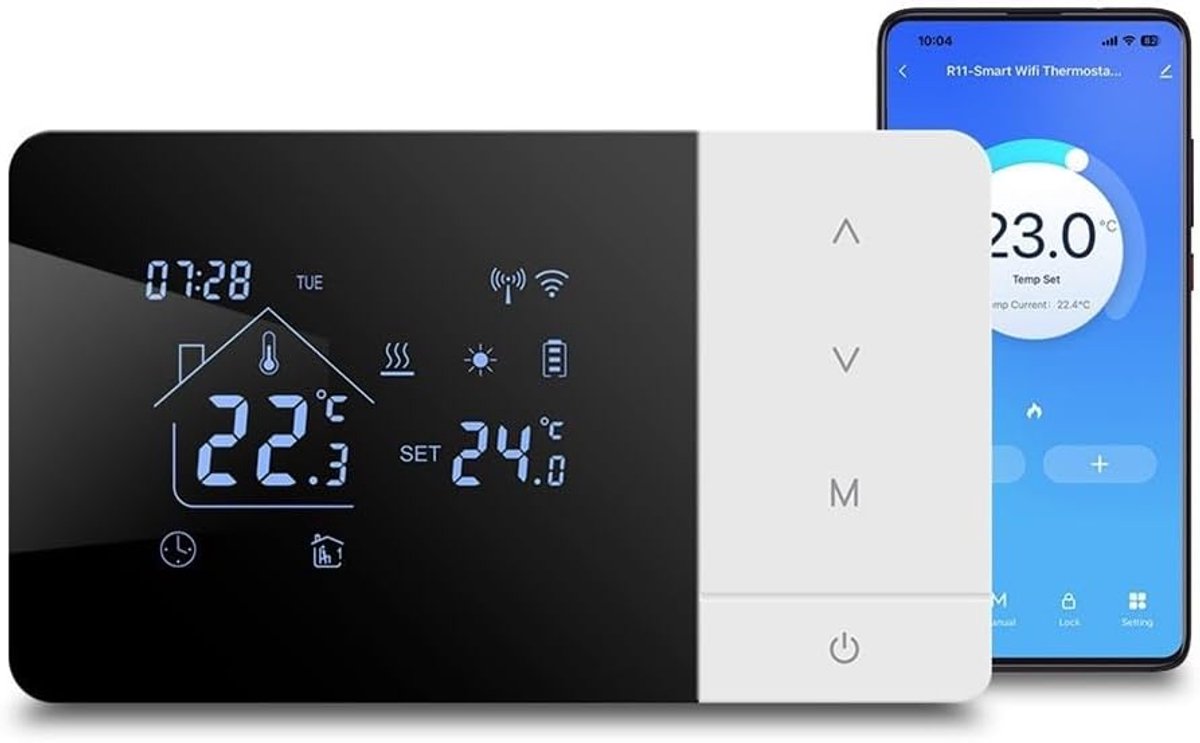 Draadloze Thermostaat, Voor Tuya Kamer Thermostaten En Gas Boilers, Batterij En USB Power, Wifi Verwarming Koeling Modi App Control, Afstandsbediening/Spraakbesturing