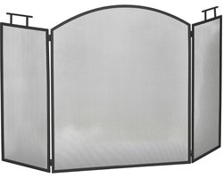 Opvouwbaar haardscherm-haardbeschermingsscherm-haardafscherming-haardbeschermingsscherm-kachelbeschermingsscherm-metaal-110 x 24 x 76,5 cm-zwart