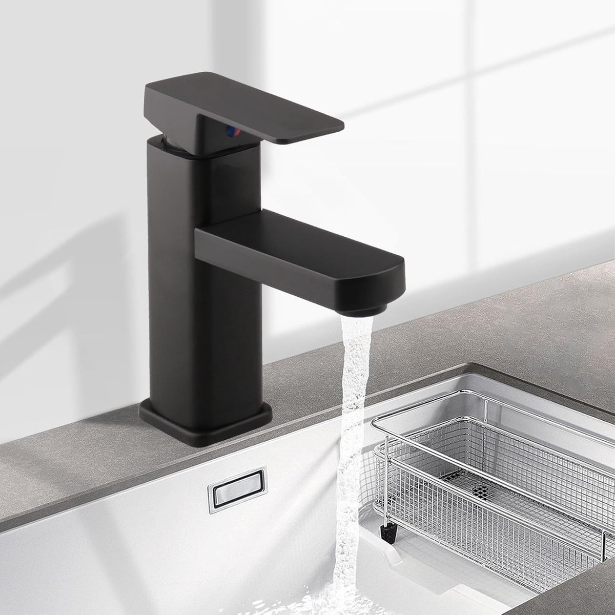Kraan Badkamer Zwart Wastafelkraan voor Warm en Koud Water Mengkraan Wastafel Eengreepsmengkraan Badkraan voor Badkamer
