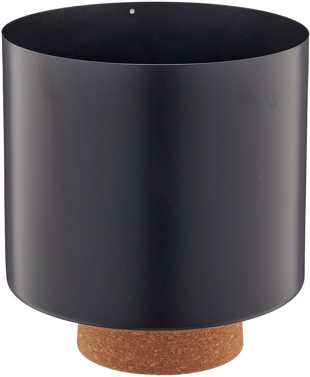 Gasper Creativ Plantenpot Zwart Mat Ø 17,5 x 19,5 cm - Metaal en Kurk