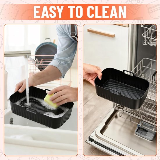 Set van 2 siliconen vormen voor Cuisinart XXL, 10,4 l, siliconen coating, accessoires voor keuken, Air Fryer, 2 vakken, bakvorm, vaatwasmachinebestendig — afbeelding 5