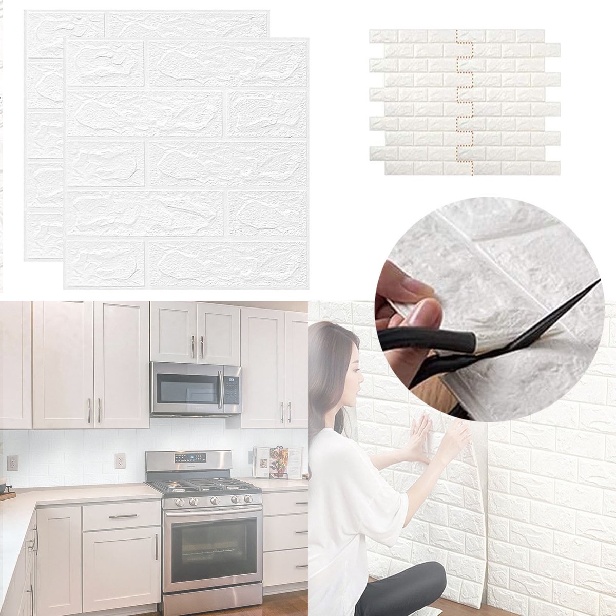 3d-Baksteenbehang, 35 Cm X 37 Cm Zelfklevende Wandtegels Voor Doe-Het-Zelf, Waterbestendige Wandtegels Van Pe-Schuim, Woondecoratie.