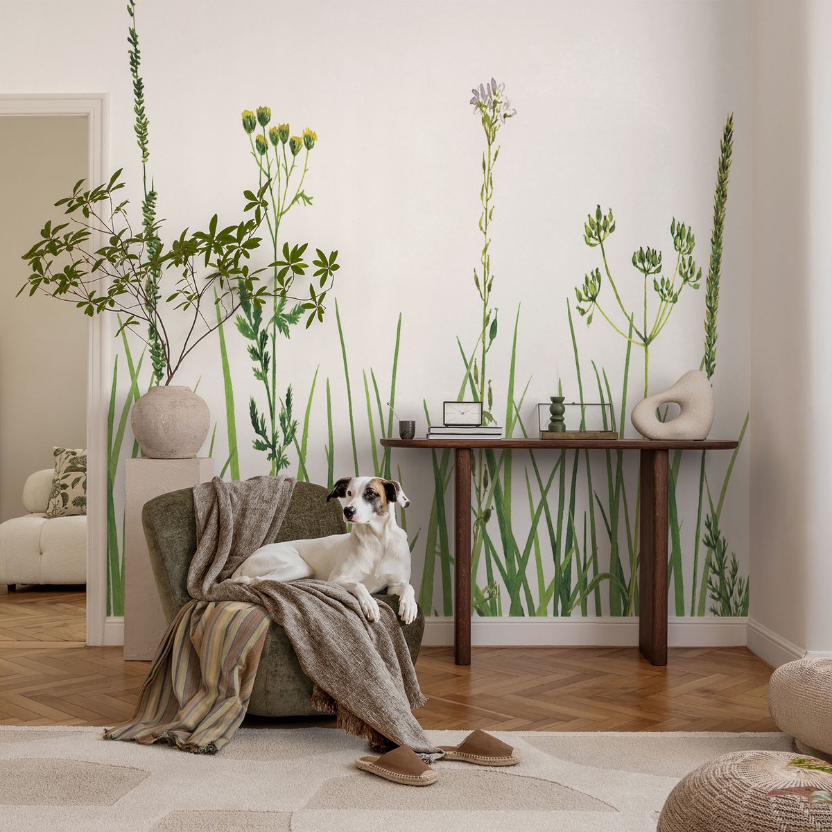 Coloray Vliesbehang - Groente Snellijm Behang - 104x70 cm - Subtiele Flora Fotobehang Vlies - Woonkamer behang Bloemen En Planten - Muurschildering - Woonkamer behang