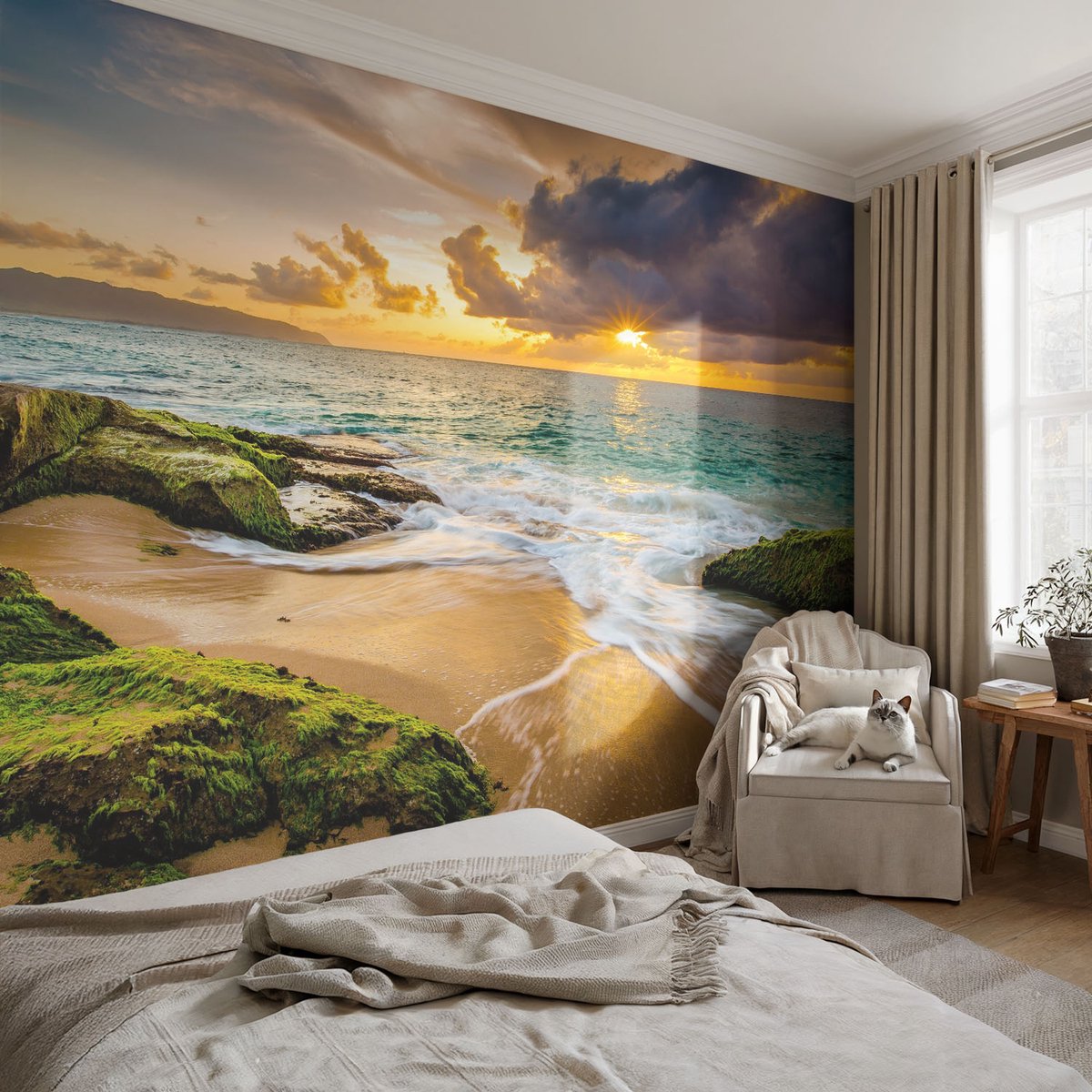 Coloray Vliesbehang - Groente Snellijm Behang - 104x70 cm - Maritieme Harmonie Muurschildering - Gang behang Landschappen - Fotobehang Vlies - Slaapkamer behang