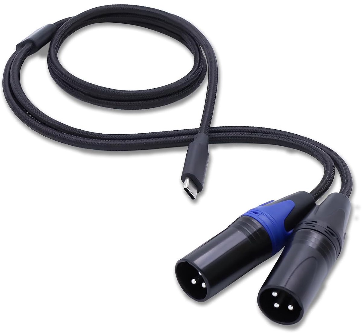 USB C naar Dual XLR Microfoonkabel USB C stekker naar XLR stekker uitgang stereo audio adapter compatibel met pc telefoon tablet versterker (1 m)