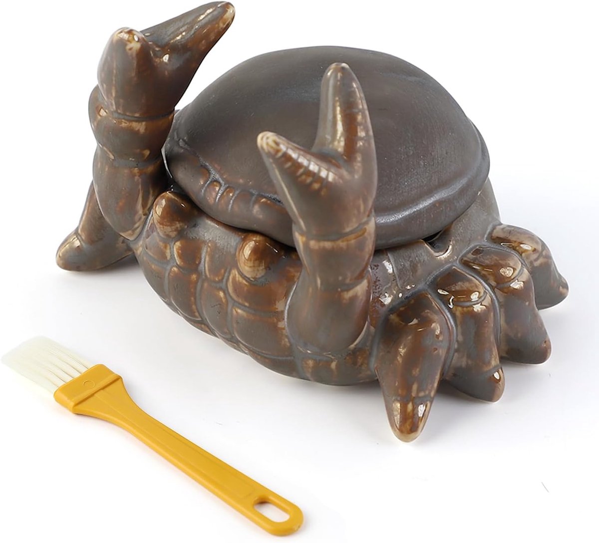 Asbak voor buiten, asbak met deksel en borstel (bruin)