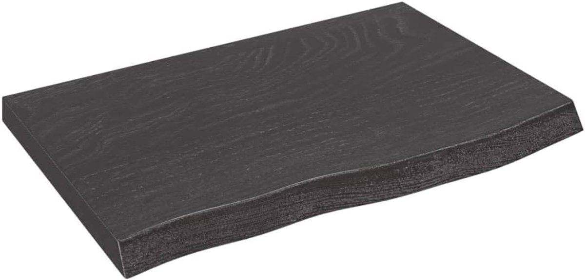 Tafelblad, rechthoekig, van eikenhout, donkergrijs, 60 x 40 x 4 cm, tafelblad voor keuken, eettafel, bartafel, tafelblad van hout, rechthoekig tafelblad
