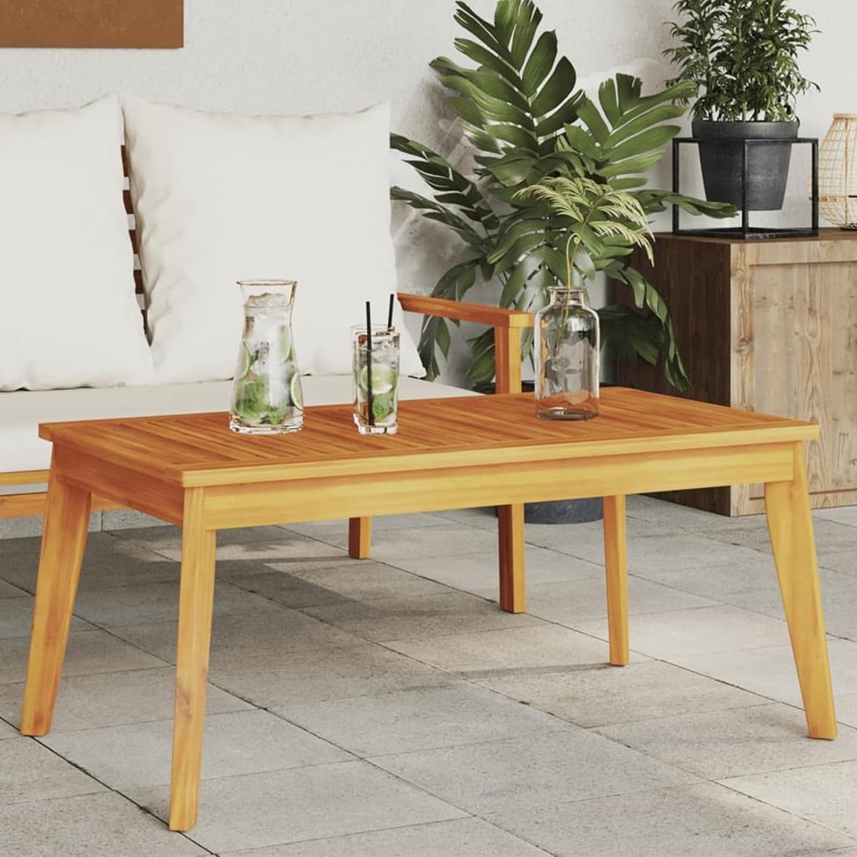 Tuintafel 100x55x45 cm massief hout acacia, tuintafel balkontafel eettafel voor terrassen camping spontane tuinfeesten 366383