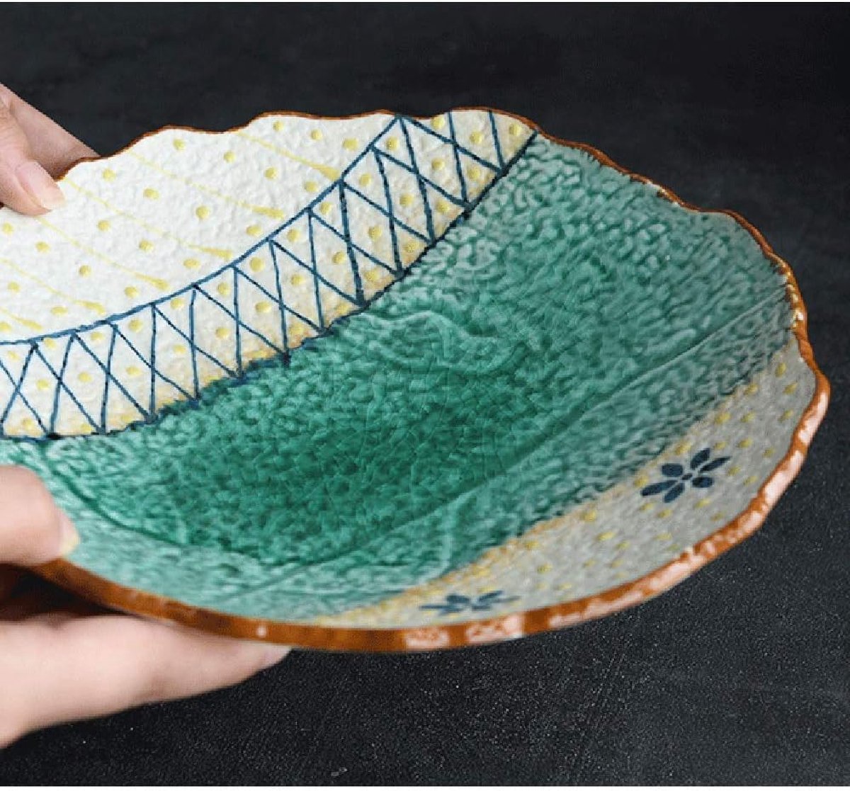 Keramische servies onregelmatige handgeschilderde diepe plaat soep bord ondiepe noodle kom salade plaat sushi plaat sashimi plaat