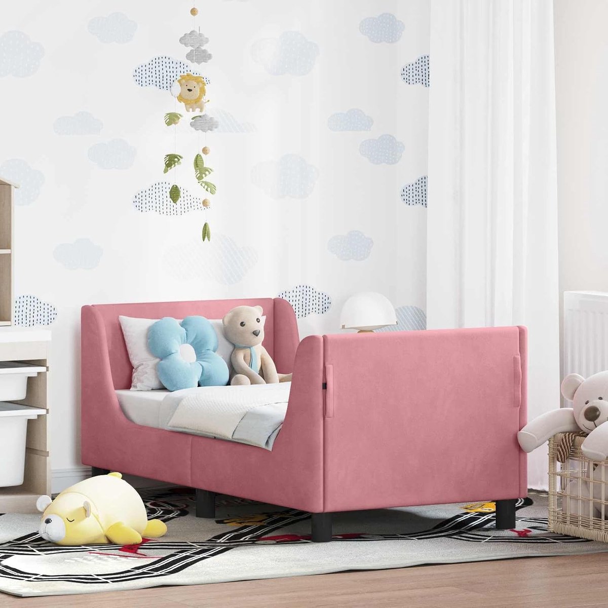 Peuterbedframe met opbergtas 70x140 cm Roze