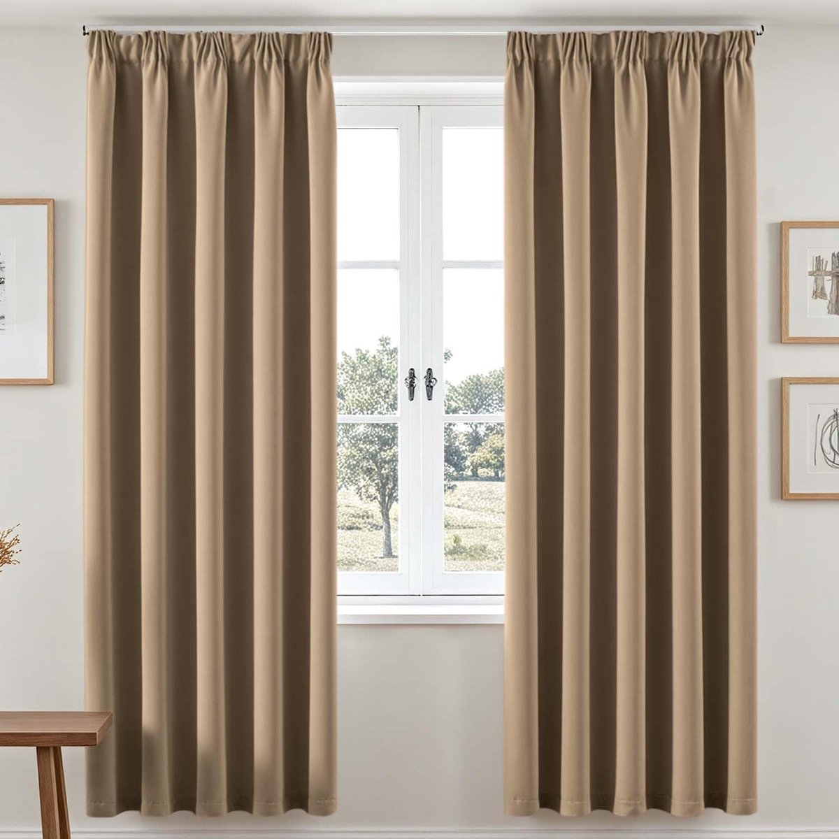 Gordijnen met plooiband, ondoorzichtig, H 200 x B 140 cm, set van 2
