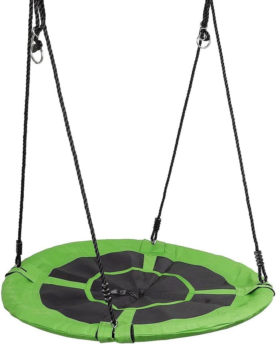 Vogelnestschommel, kinderschommel, hangmat, voor tuin, schommelbank voor binnen en buiten, groen