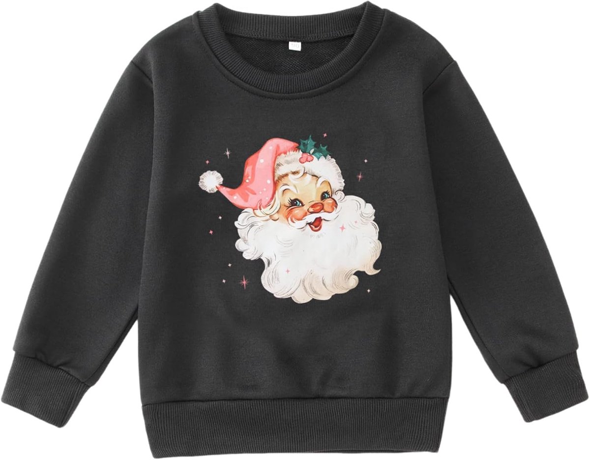 C&M WODRO Kindertrui met kerstman, pullover voor baby's, sweatshirt met kerstmuts, printer jongens en meisjes, kleding, feestelijke kinderkleding, winter, thermoshirt met lange mouwen