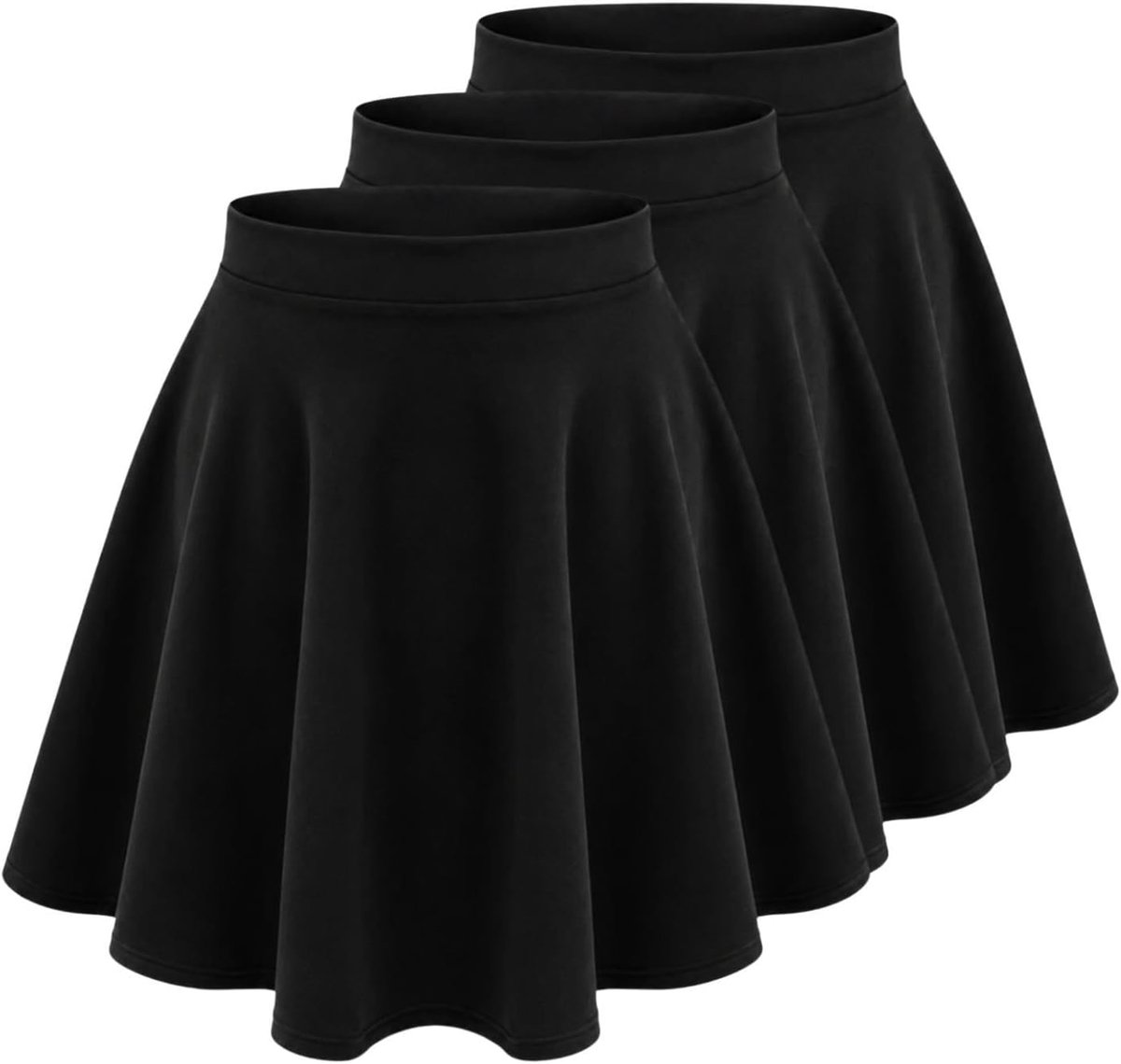 Skaterrok voor meisjes, set van 3 stuks, hoge taille, zomerrokken voor kinderen, knielang, uitlopende zwarte minirok voor balletdansen, casual effen meisjesrokken voor schooluniform