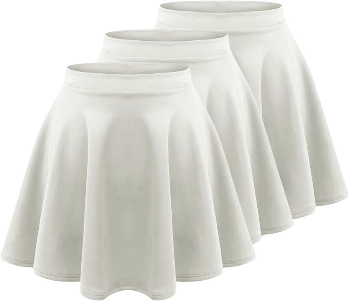 Skaterrok voor meisjes, set van 3 stuks, hoge taille, zomerrokken voor kinderen, knielang, uitlopende zwarte minirok voor balletdansen, casual effen meisjesrokken voor schooluniform