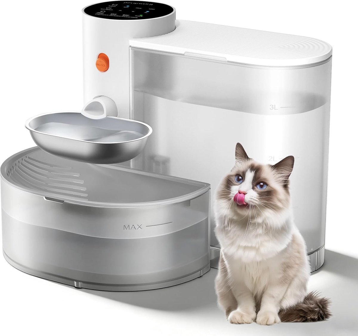 3,8 l kattenfontein zonder kabel, automatische drinkbak voor katten, zonder filter