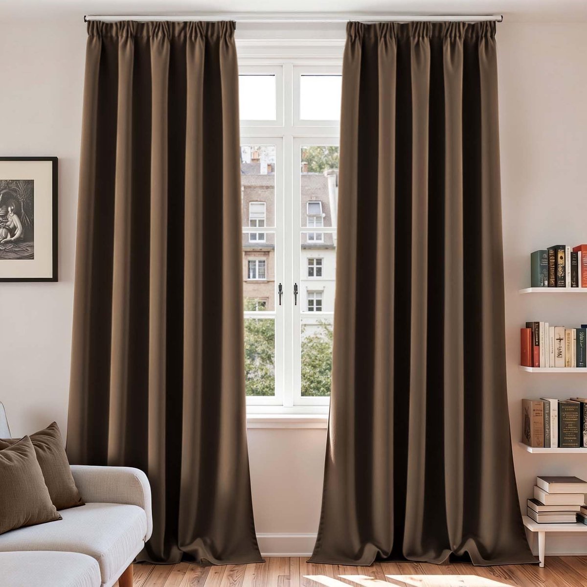 Verduisteringsgordijnen met plooiband, H 260 x B 140 cm, set van 2