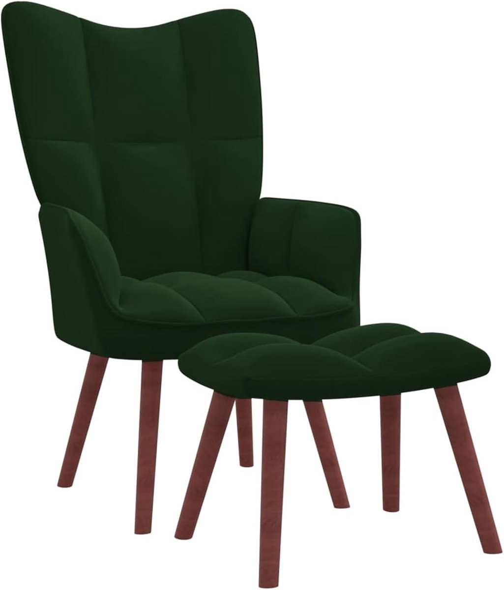 Relaxstoel met voetensteun, donkergroen van fluweel, relaxstoel, televisiestoel, relaxstoel, moderne relaxstoel, woonkamer (SPU:328064)