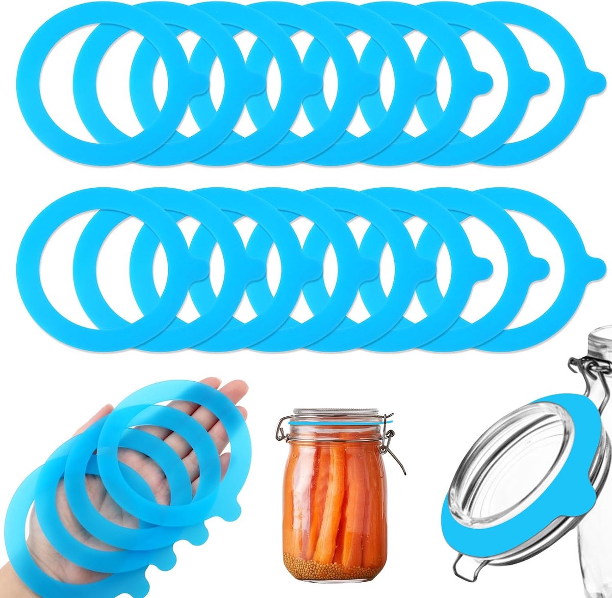 15 stuks, siliconen, 69 mm, reserve rubberen ringen voor weckpotten, herbruikbaar, lekvrij, inmaakringen