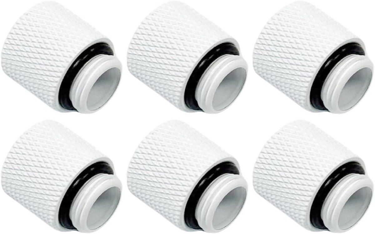 6-Pack G1/4 Extender Fitting 15mm, M-F, Wit, Messing
