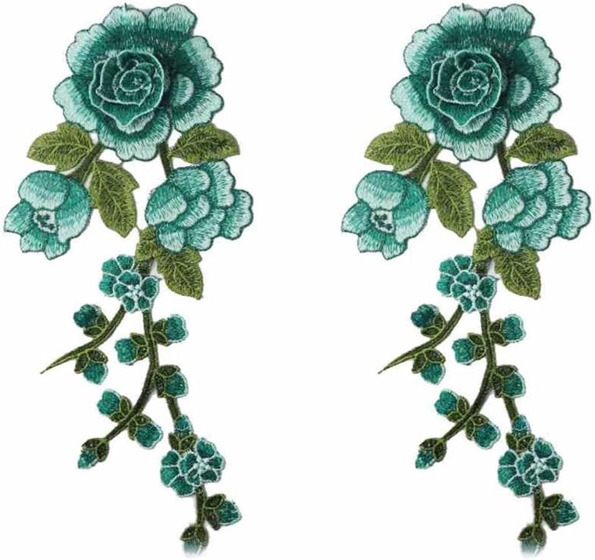 Bloemen Applique 2 Stuks Retro Rose Bloemen Patches om op te naaien Geborduurde Opstrijkbare Foto Patch Bloem Applique Kleding Accessoires voor DIY Naaien Cheongsam Kleding Jurk