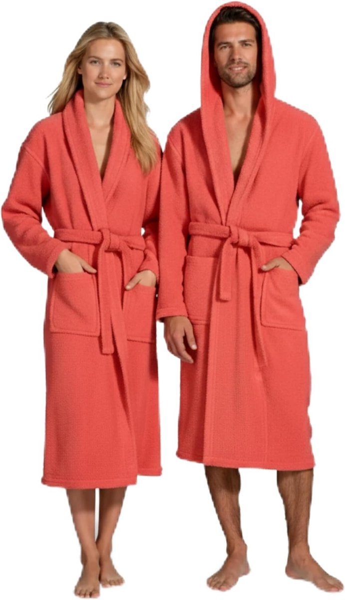 badjas met capuchon, 100% katoen, Oeko-Tex, badjas voor dames en heren, Amerikaanse badstof 420 g/m², zacht en zeer absorberend