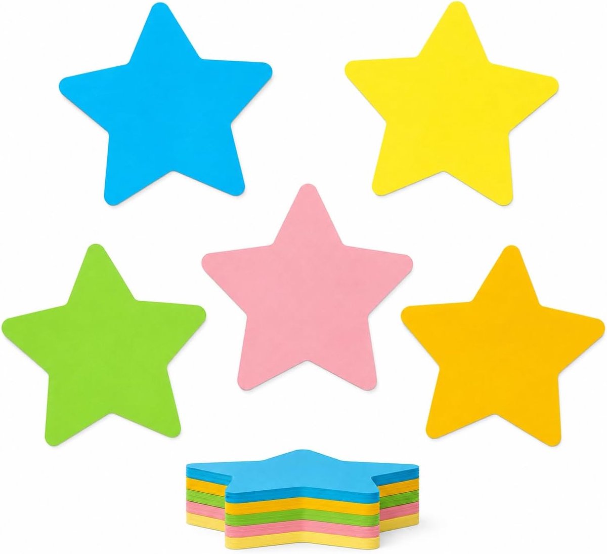 Moderatiekaarten set 50 stuks ster Metaplankaarten 20×20 cm learkaarten woordkaarten 5 kleuren presentatiekaarten groot klein gekleurde kaartjes