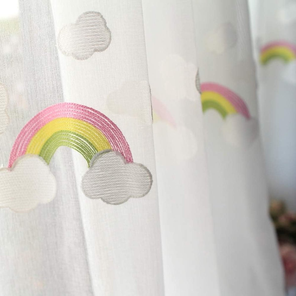 Tule/gordijn/voor meisjes slaapkamer, Pastoral/wolk/Raamgordijnen/Licht Filtering/voor kinderkamer/balkon/gordijnen/haken up-Rainbow 400 * 270cm