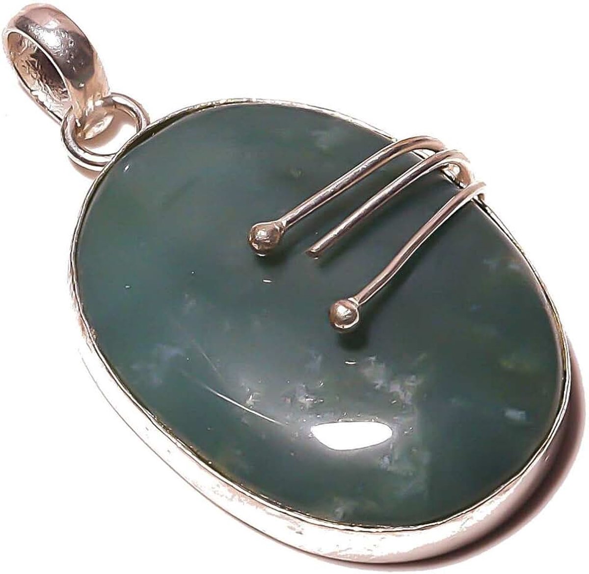 Jade Handmade PENDANT 2" Long Silver Plated! Jewelry from Kashish! All Variety Store all Occasions