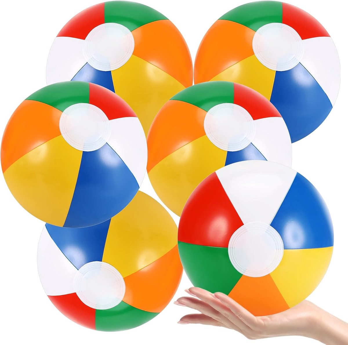 6 stuks opblaasbare waterballen, 22 cm kleurrijke strandbal, waterballen, zomer zwemballonnen waterspeelgoed voor kinderen en volwassenen, strand, zwembad, feestje, outdoor-activiteiten