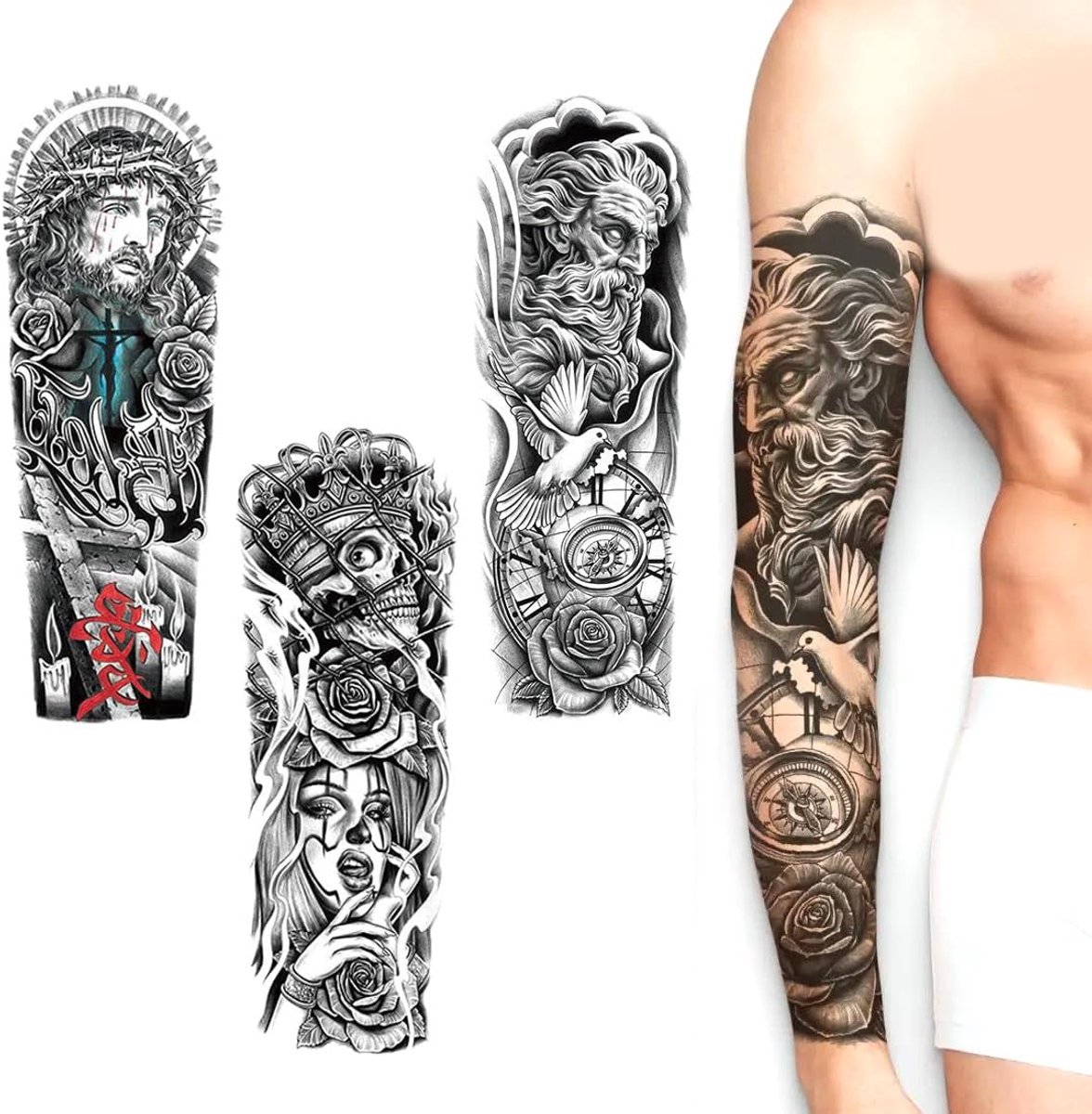 Tijdelijke armtattoo, geschikt voor mannen en vrouwen, 1, L