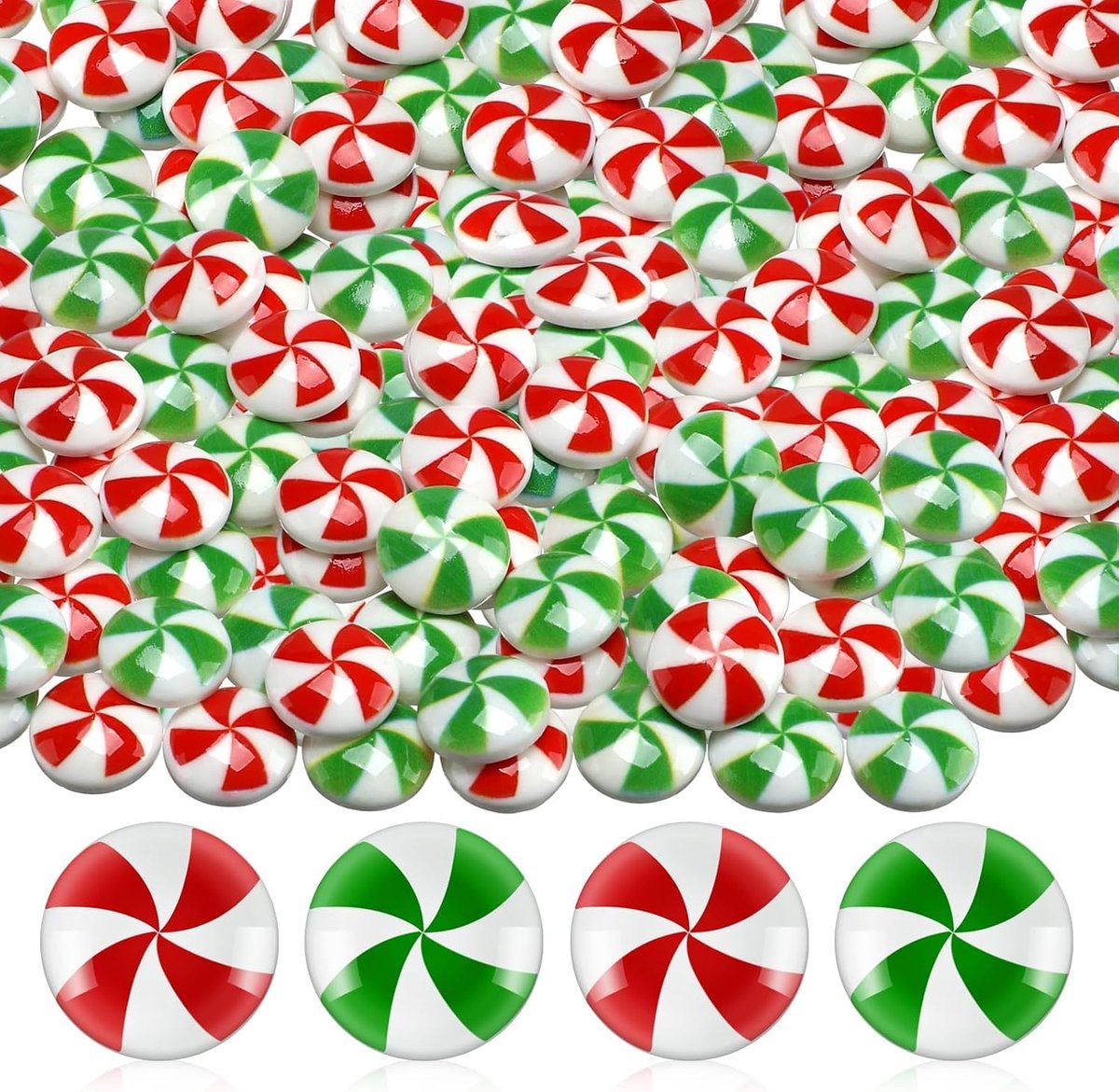 60 stuks, kerstdecoratie, kerstboomversiering, bonbon voor kerstboomdecoraties, doe-het-zelf kunsthandwerk, rood-groen