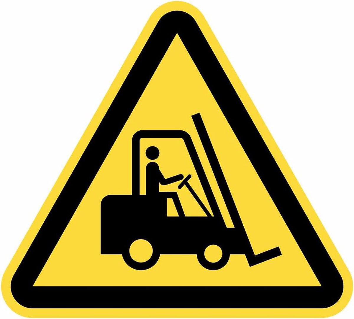 Waarschuwingsbord voor kruiwagen, 12 stuks, 7 cm, gele driehoekige stickers, 7 cm, machinedoorgang