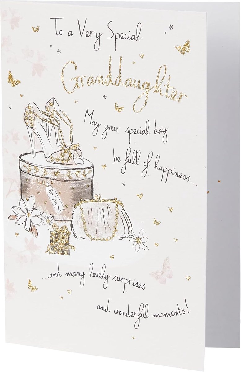 Greetings Group Ltd MOOIE GLITTER GECOATEERD TOT EEN ZEER SPECIALE GROOTDOCHTER VERJAARDAGSWENKAART, Witte Rook, 7 x 5 inch