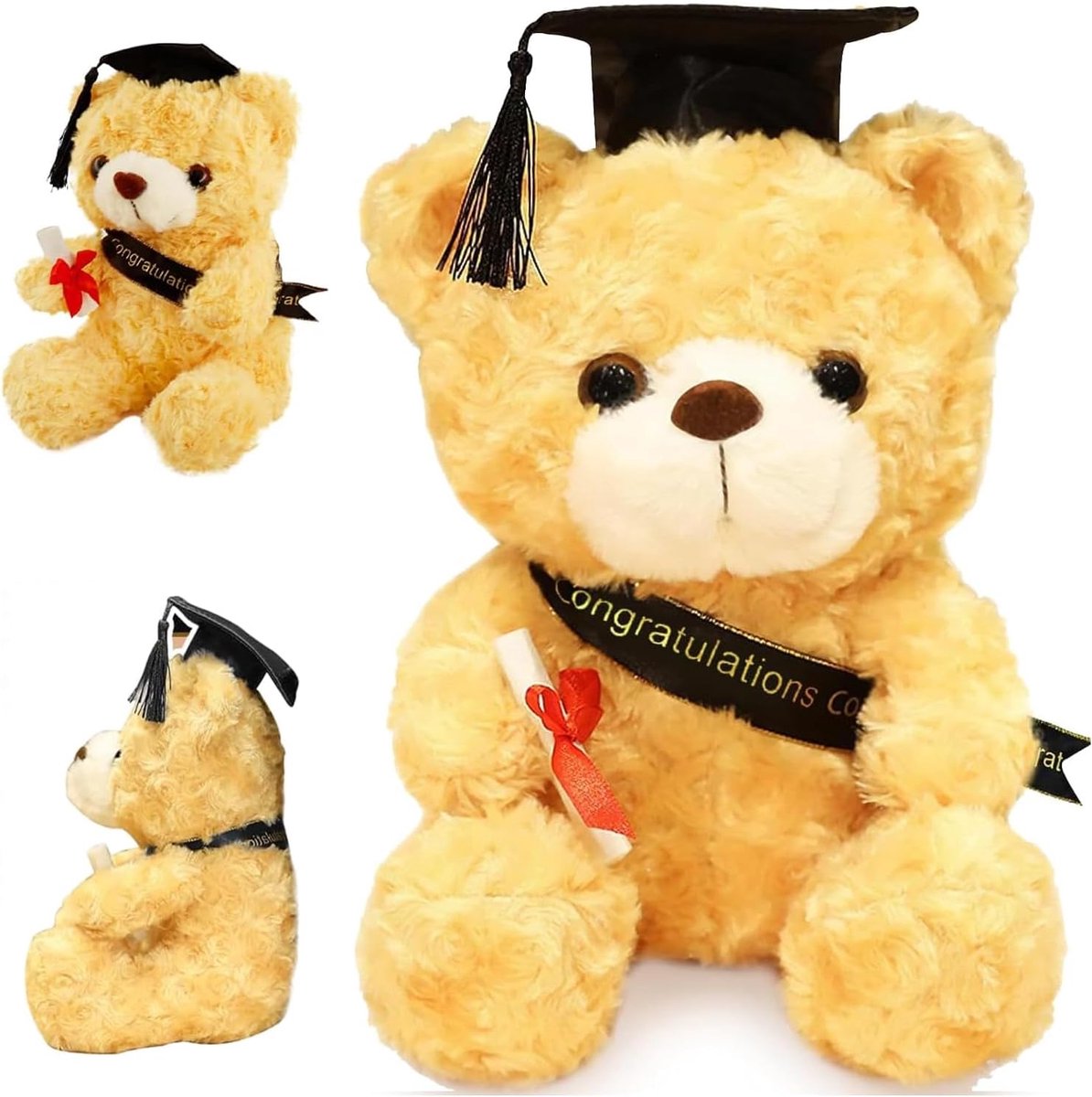 Afstuderen cadeau, 26 cm afstuderen, teddybeer, pluche diploma-cadeau met doktershoed, teddybeer, pluche dier, vrijgezellencadeau, uniseks, afstuderen, felicitatiegeschenken