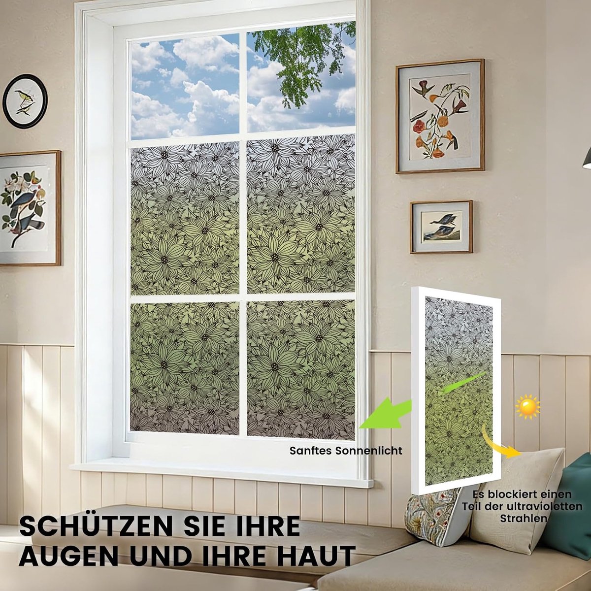 dktie Raamfolie met uv-bescherming en verblindingsbescherming, inkijkbescherming, getint, raamdecoratie (04, 89 x 200 cm)