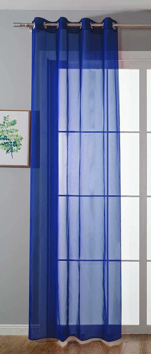 Transparant »Uni« gordijn HxB 145x140 cm koningsblauw Stores gordijn oogjes loodbandsluiting woonkamer, 20332-cn