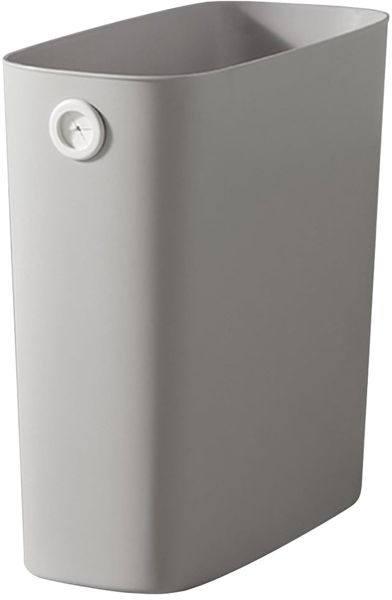 Kleine Trash Kan PP TPR Plastic Wastemand Slim Open Top Garage Container Bin voor badkamer, Slaapkamer, Keuken, Home Office Onder Desk, Dorm, Waskamer, Kids Room (Grijs)