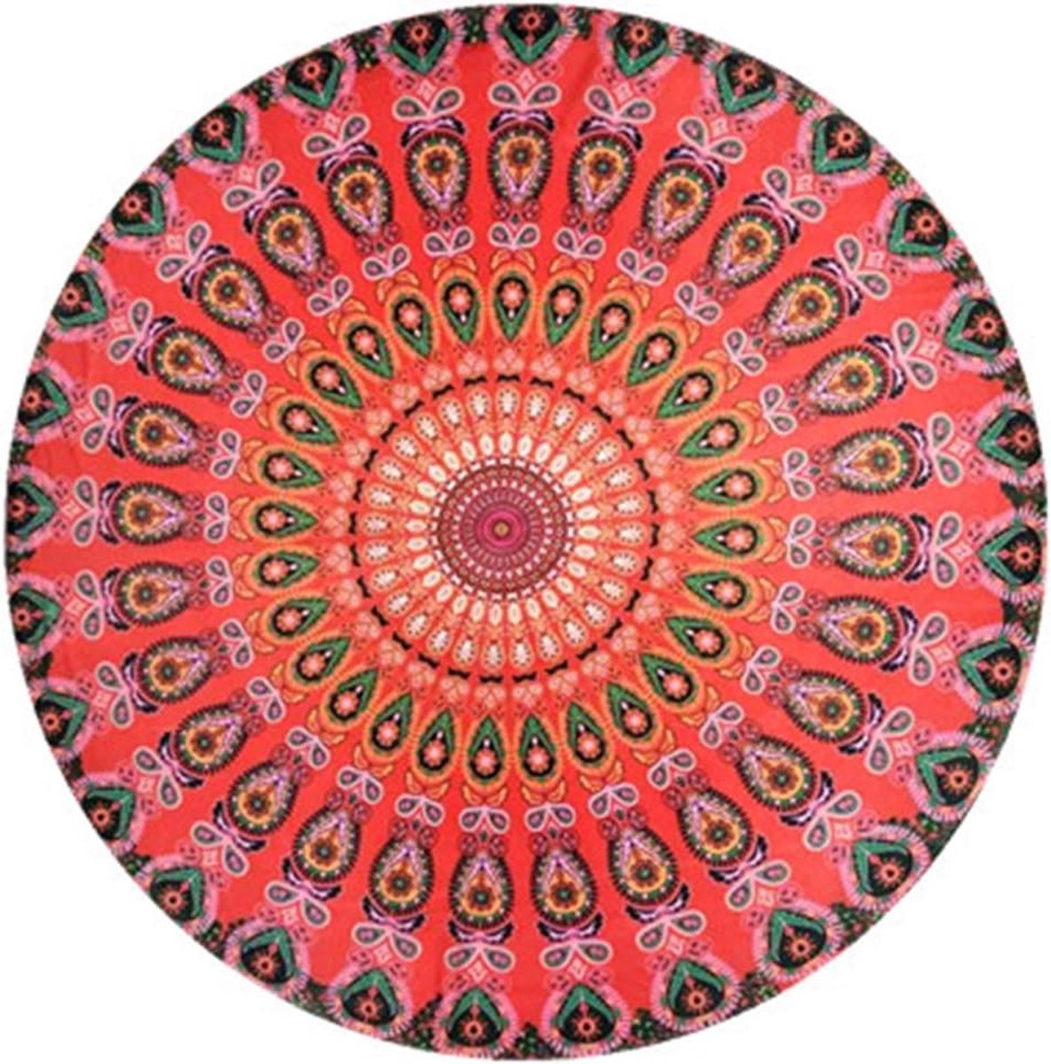 Strandlaken, Boheems Rond Tapijt voor Buitenactiviteiten, met Muurhangende Decoratie Strandhoes, Reisdeken, Campinghoes, Strandwikkel - Rond, en Bedsprei (Kleurrijk #46)