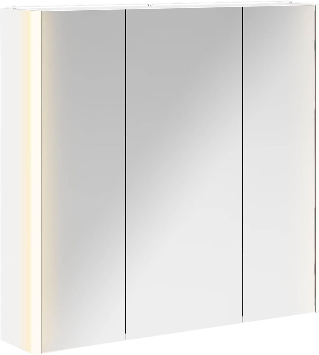 Badkamerspiegelkast wit 73,5 x 15,5 x 70 cm houtmateriaal, spiegelkast badkamer wandspiegelkast voor familiebadkamer kleedruimte 889255