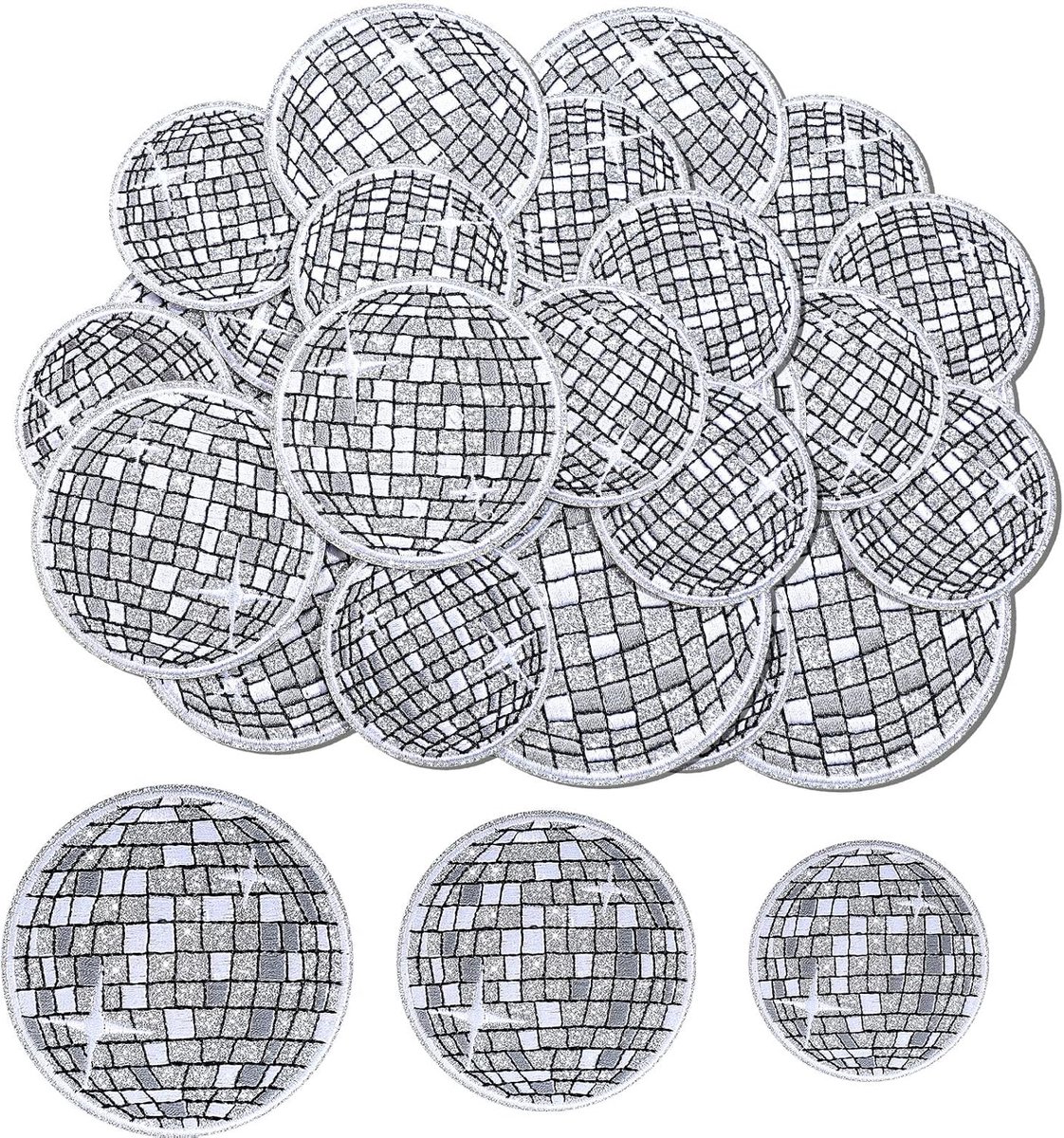 12 Stuks Retro Disco Bal Strijkpatchs, Disco Stickers om op te Striiken, Strijkpatchs voor Kinderen en Volwassenen voor Party Jeans, T-Shirts en Creatieve DIY Projecten
