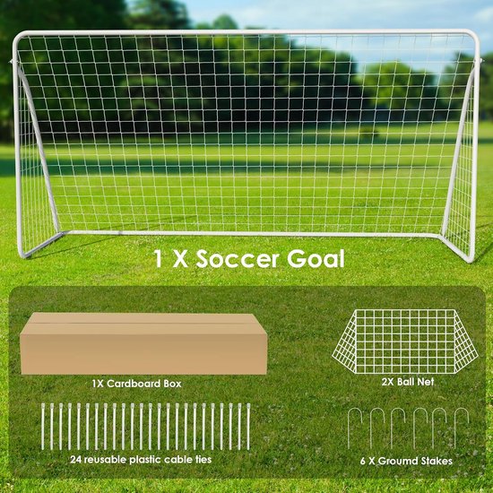 Voetbaldoel voor kinderen en volwassenen, 240/365 cm, outdoor, stabiel voetbaldoel met net, hoogwaardig outdoordoel met bescherming tegen stoten — afbeelding 5