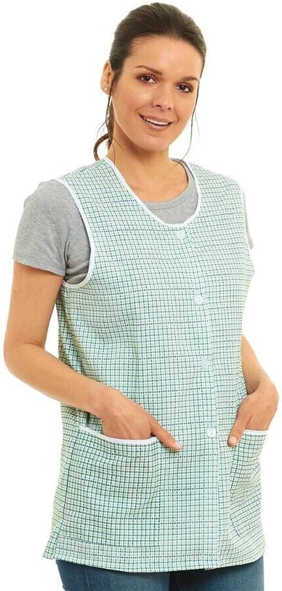 Hondentand knopen door ontwerp biezen tabard schort overalls voorzakken stijlvolle tabellen voor vrouwen casual schorten voor vrouwen om te gebruiken in huis, keuken, restaurants, coffeeshops,
