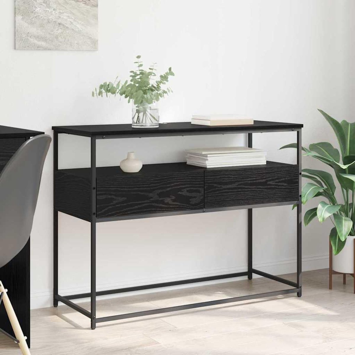Consoletafel zwart eiken look 100 x 40 x 75 cm
