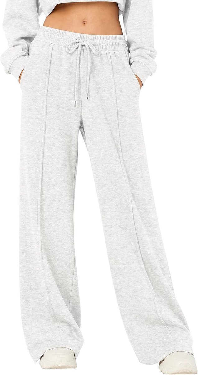 Joggingbroek voor dames, katoen, gevoerd, wijde pijpen, sportbroek