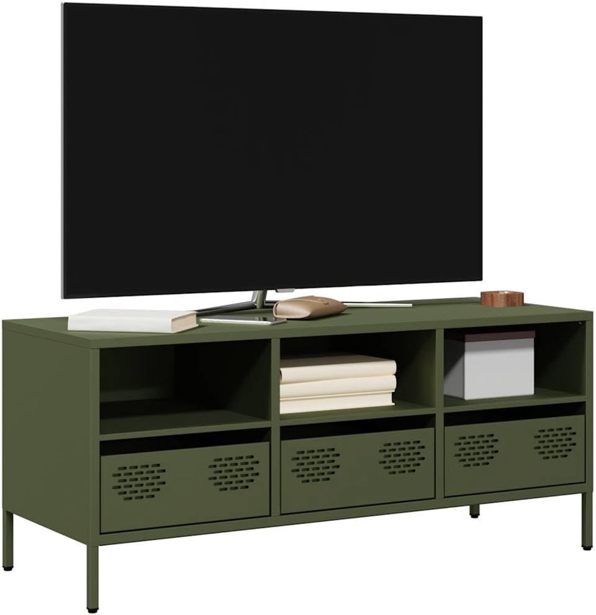 Centra & TV Stands,TV-kast Olijfgroen 101,5x39x43,5 cm Koudgewalst staal
